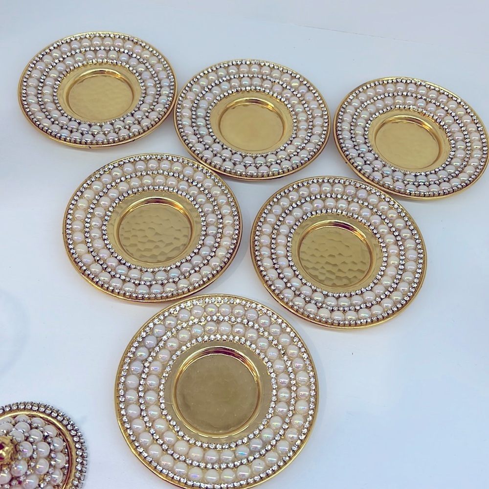 NEW HANDMADE TURKISH TEA SET WITH PEARLS - Picture 6 of 17